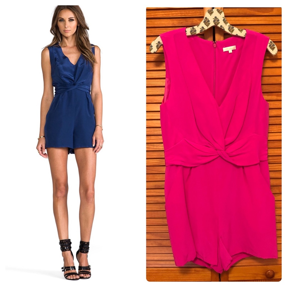 Shoshanna Hot Pink 100% Silk Romper sz 8